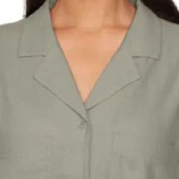 BUFFALO DAVID BITTON Linen Blend Button Front Shirt XXL Olive Green Top 2XL NWT - Picture 3 of 10